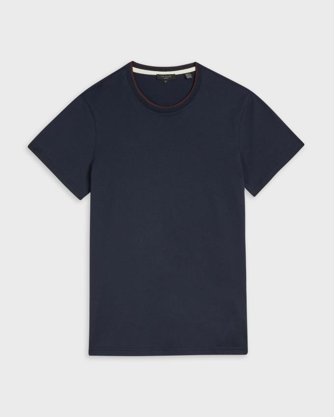 T-Shirt Ted Baker Short Sleeve Bleu Marine Homme | GFD-33596627